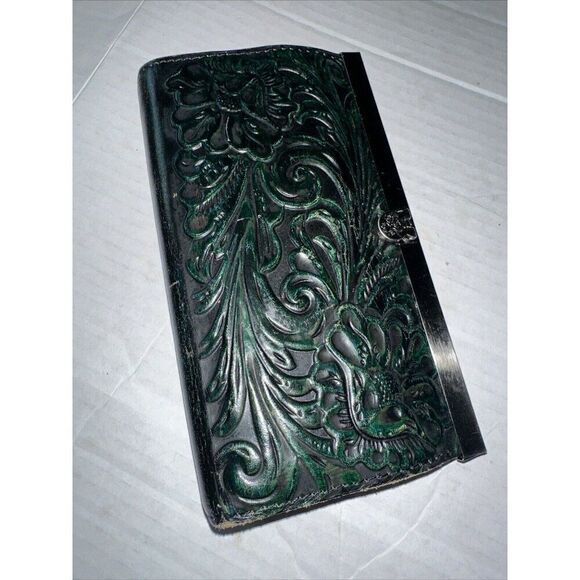 PATRICIA NASH CAUCHY FRAME CLUTCH WALLET Green Hand...